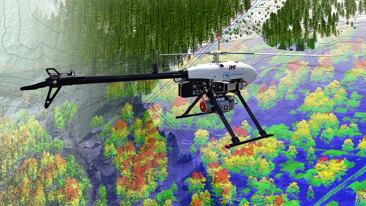 Terrestrial survey collage with drone and aerial map