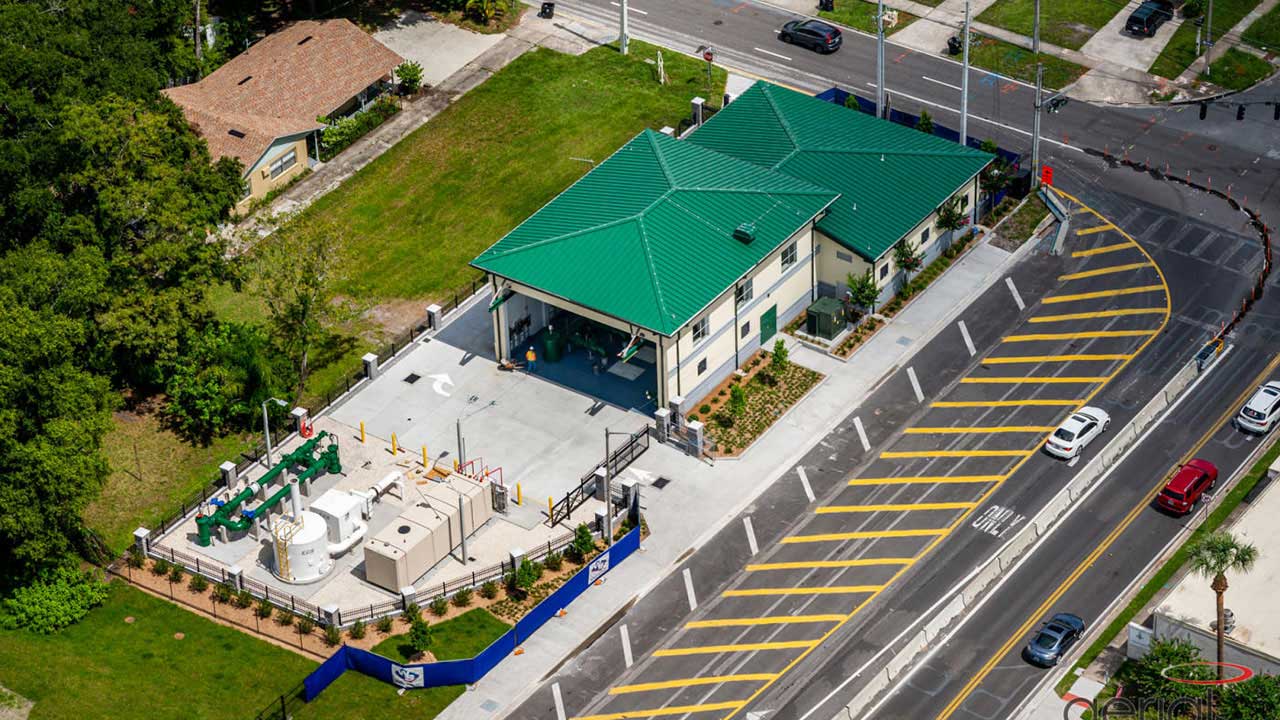 Above ground view of wastewater pipes in Carlsbad, California